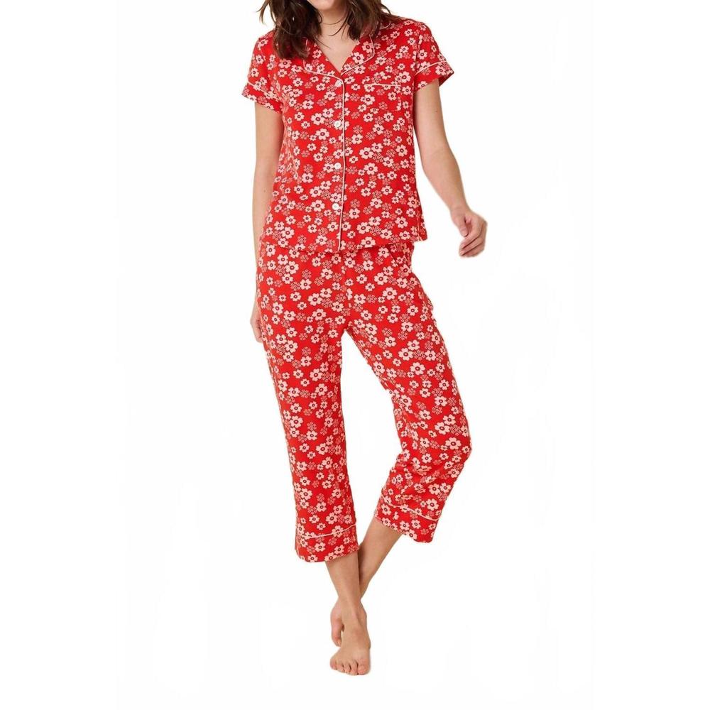 NEW THE CAT'S PAJAMAS cece pima knit capri set in red